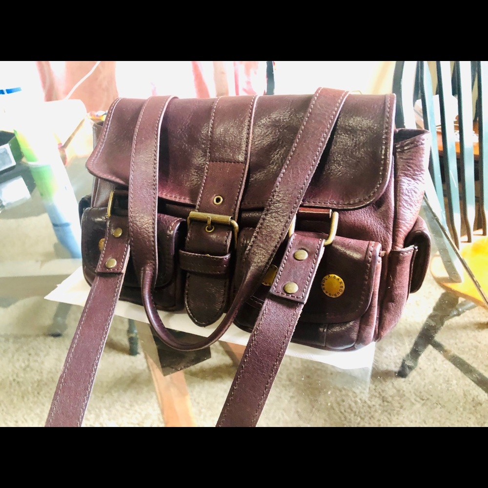 BARBOUR brown leather utility bag